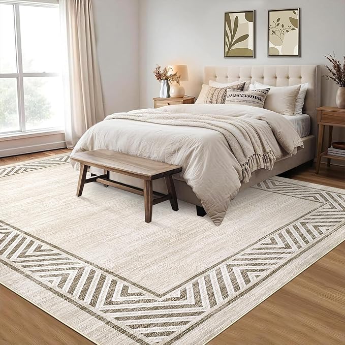 GarveeHome Large Modern Rug 9x12 Non-Slip Geometric Bordered Dining Room Rug - Image 8