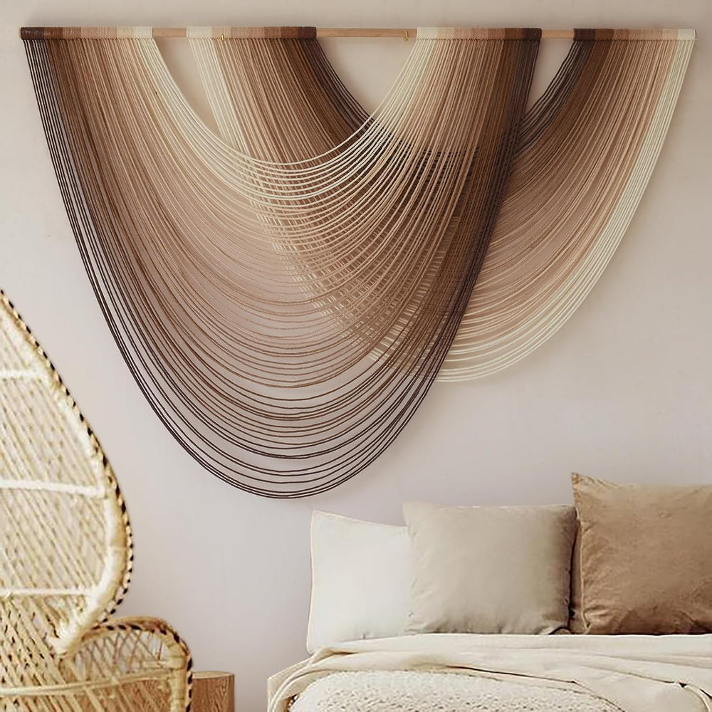 Macrame Wall Hanging Dip Dyed Large Boho Brown Fiber Wall Art 57"W*39&qu...