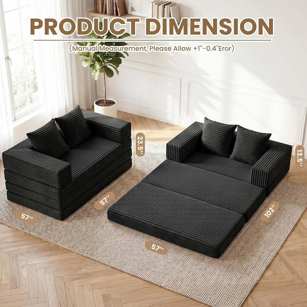 Boneless Loveseat Sofa Bed,Small Couch Bed Futon Sleeper Sofa,Convertible Pul...