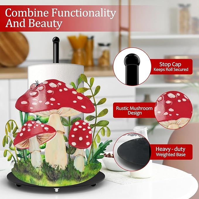 Hexagram Mushroom Paper Towel Holder, Mushroom Kitchen Bar Decor, Cottage Core - Image 3
