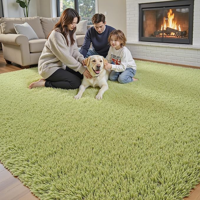 Green Grass Area Rugs for Bedroom, 4x6 Shag Fluffy Carpet, Fuzzy Furry Plush - Image 6