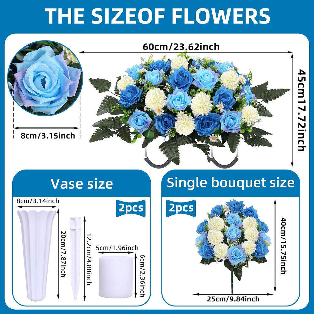 Lodou 3Pack Cemetery Decorations for Grave Large Headstone Flower Saddle Arti...
