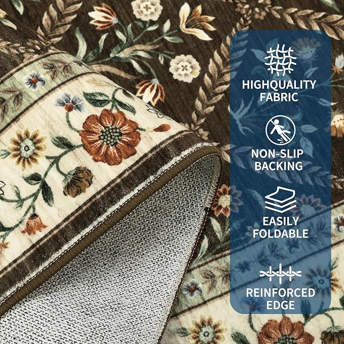 GarveeHome 8x10 Washable Large Living Room Rug Water Resistant Distressed - Image 3