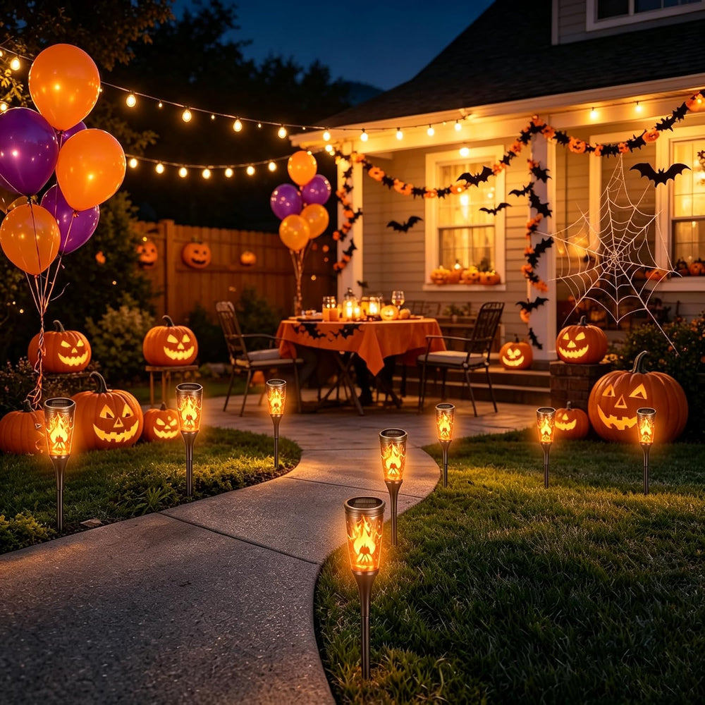 Toodour Solar Halloween Lights Outdoor, 10 Pack Solar Torch Lights