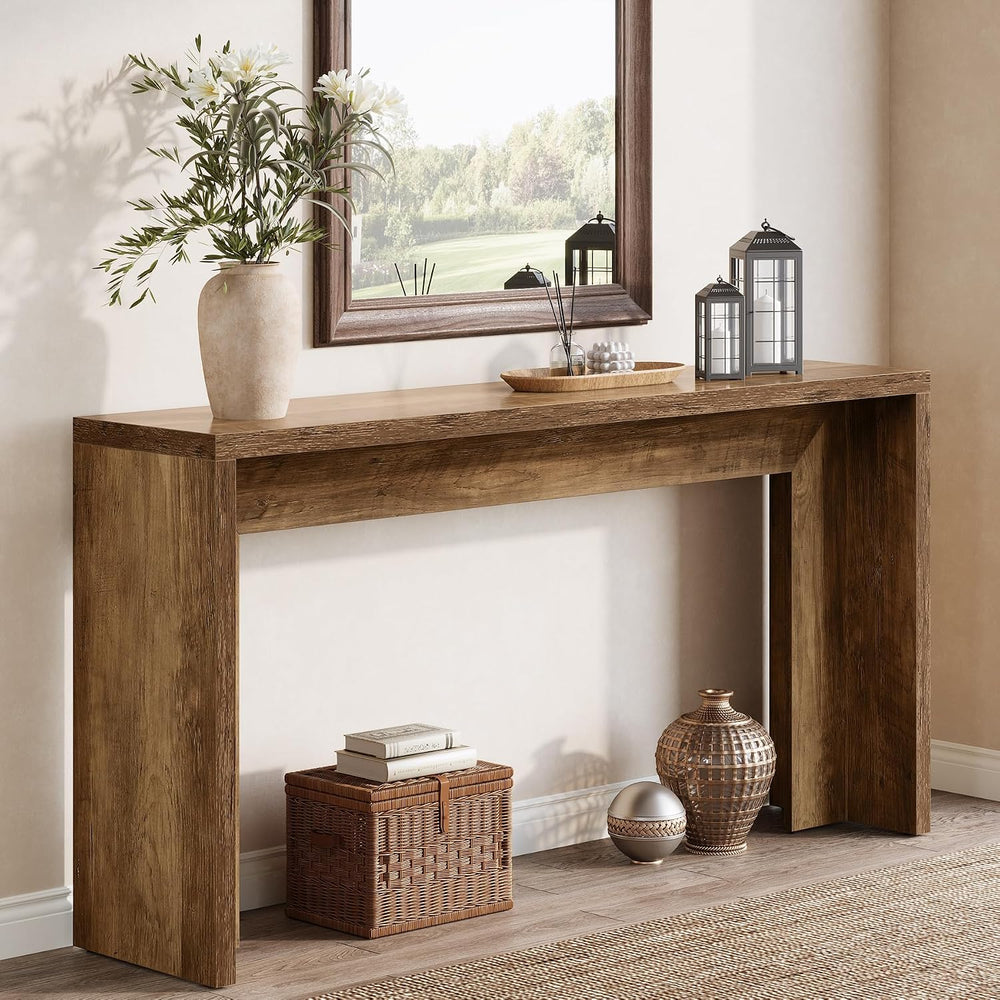 Tribesigns 55-Inch Farmhouse Console Table, Wooden Couch Table Behind Sofa wi...