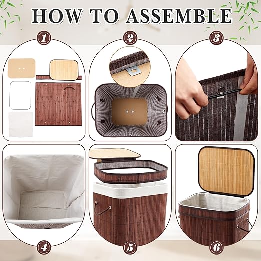 2 Pack 21 Gallon Bamboo Slim Trash Can - Image 5