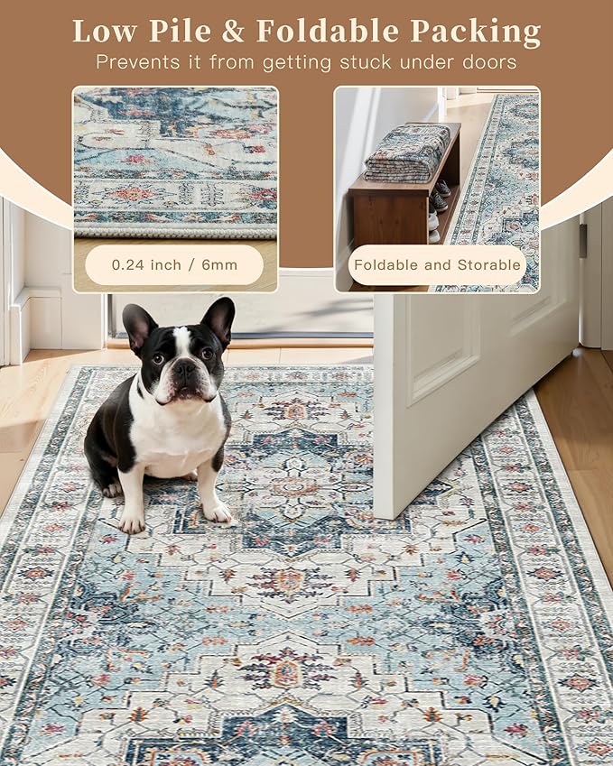 Madane Hallway Runner 3x8, Kitchen Rugs Washable Entryway Rug Vintage Kitchen - Image 6