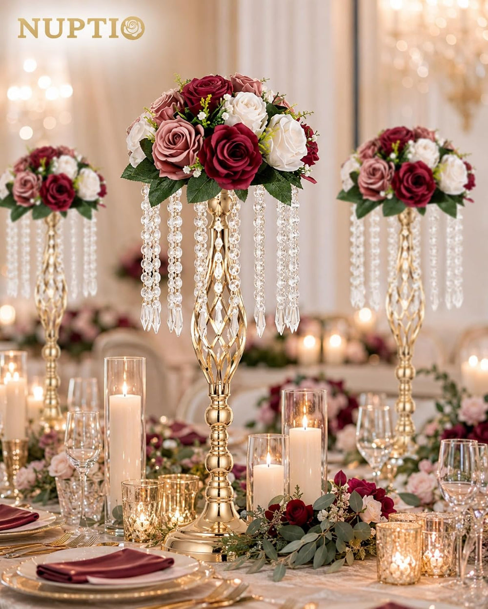 NUPTIO Artificial Flower Centrepieces for Tables: Fake Rose Balls, 10 Pcs