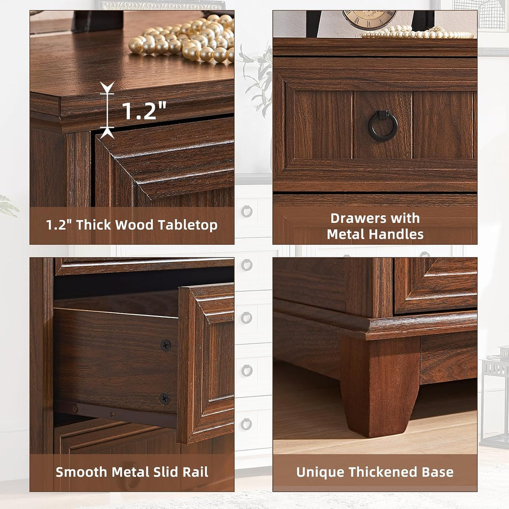 Joaxswe Farmhouse Dresser and Nightstand Sets 3 Piece, Brown