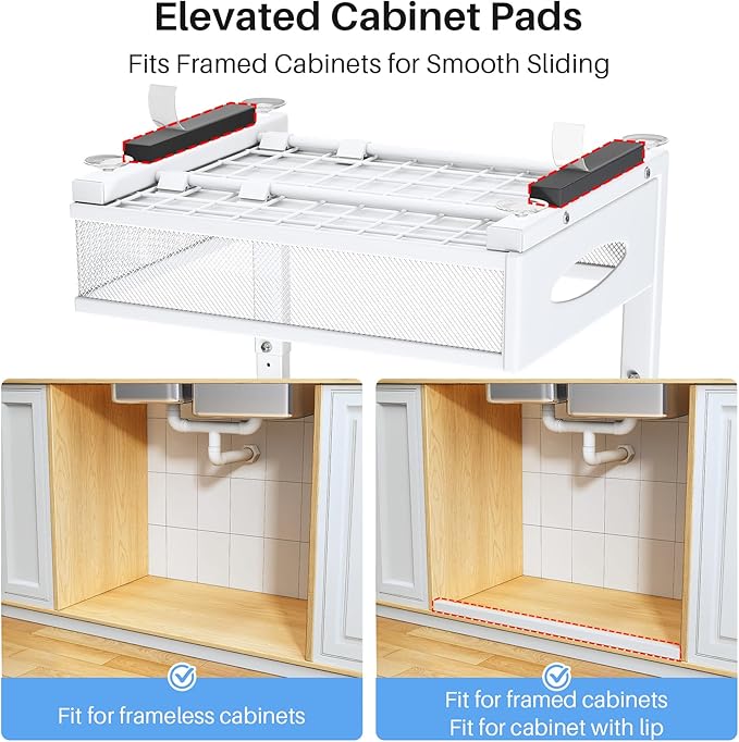 Under Sink Organizer, 2 Tier Pull Out Under Cabinet Organizer Shelf - Image 3