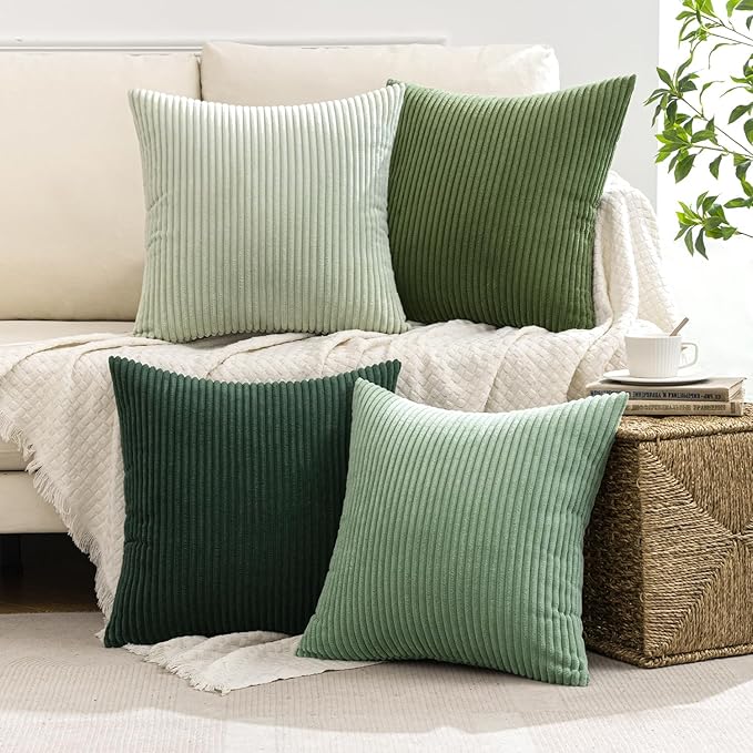 MIULEE Boho Farmhouse Sage Green Throw Pillow Covers 16x16 Inch Set of 4 - Image 2