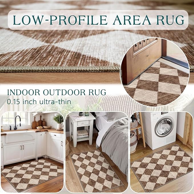Front Door Rug - 2x3 Brown Beige Non-Slip Washable Doormat Indoor Outdoor Mat - Image 6