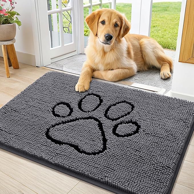 Smiry Dog Door Mat for Muddy Paws, Absorbent Dirt Trapper Non Slip Quick Dry by Smiry