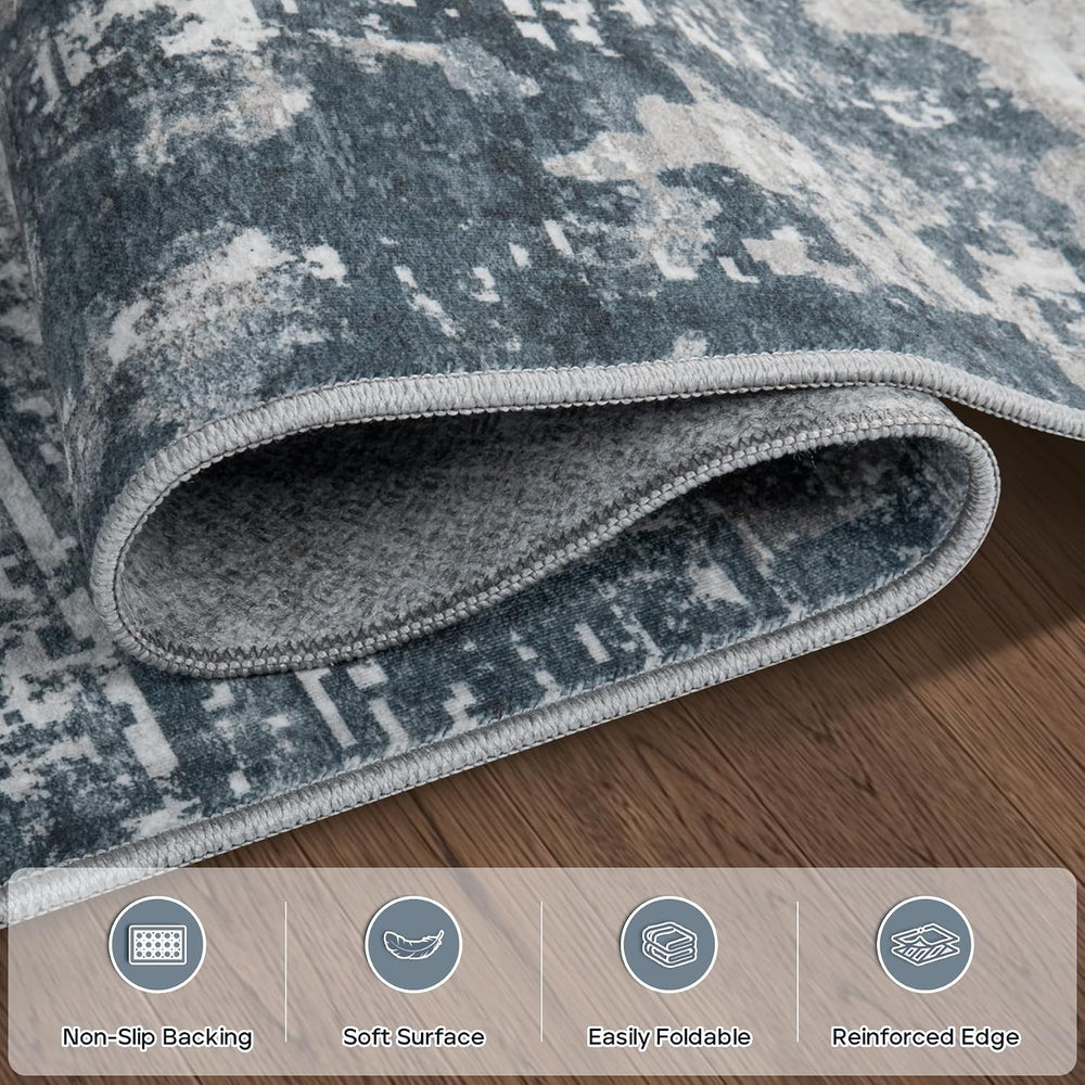 Aelenmu 10x14 Area Rugs for Living Room Dining Room Washable Blue Grey