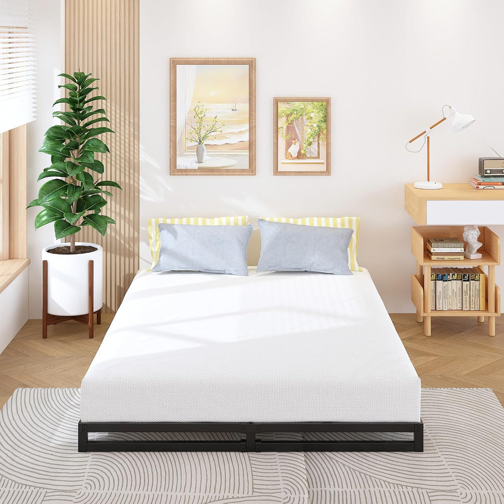 Lutown-Teen 6 Inch King Size Bed Frame with Heavy Duty Steel Slat Support