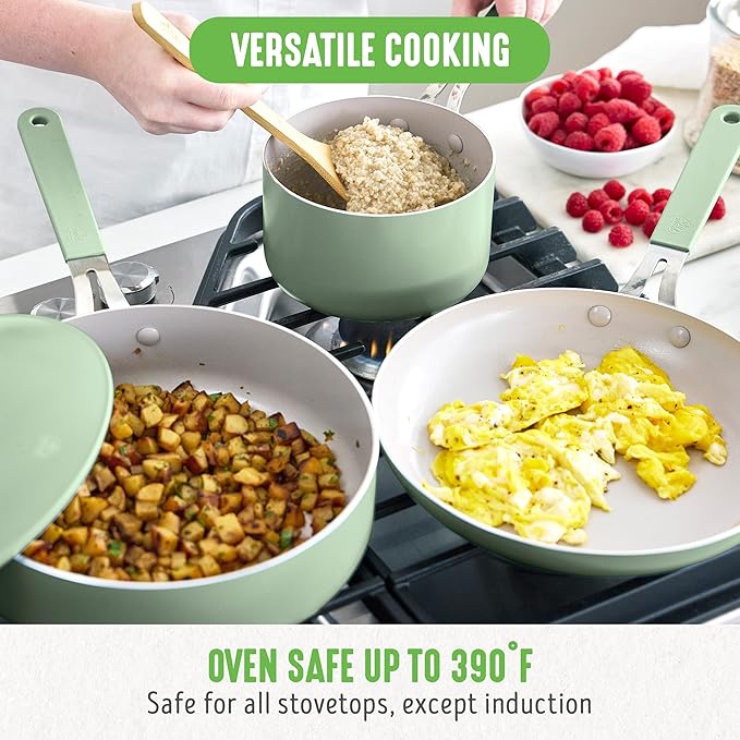 GreenLife 10-Piece Nonstick Ceramic Cookware Set, Lightweight Healthy PFAS-Free - Image 6