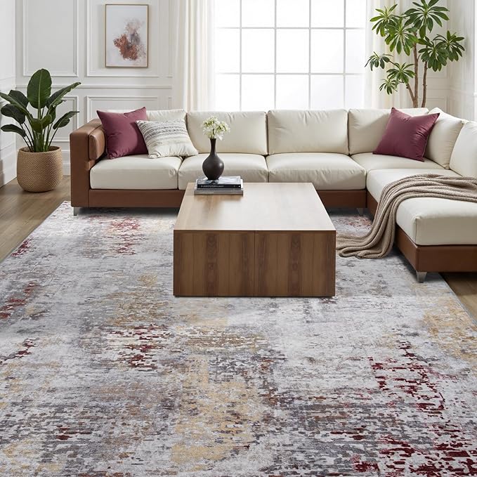 Toneed Abstract Area Rug 6x9 Modern Washable Rug Soft Non Slip Rug Low Pile - Image 2