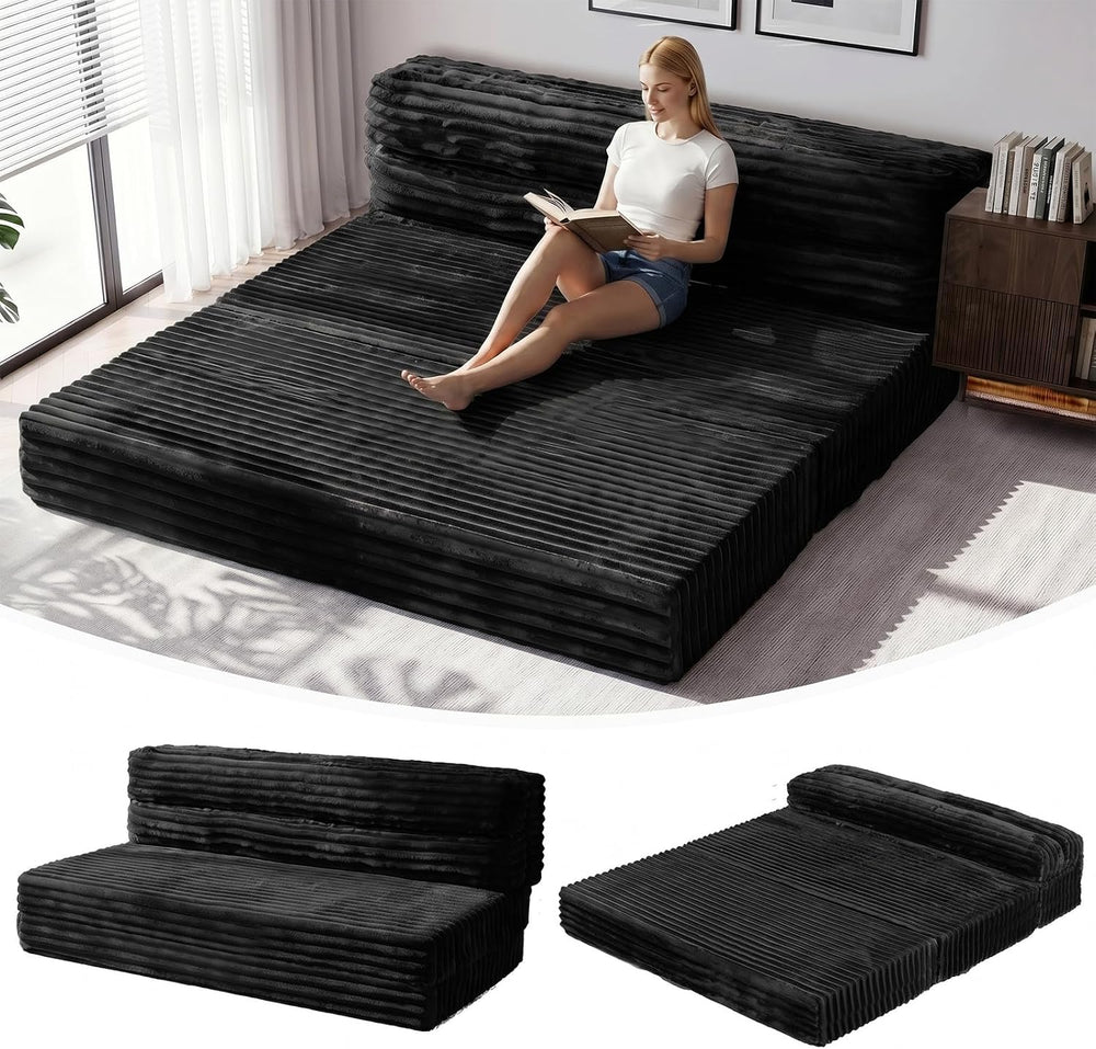 Erament Tri-Fold Futon Sofa Bed, 6 Inch Foldable Floor Couch, High-Density Fo...