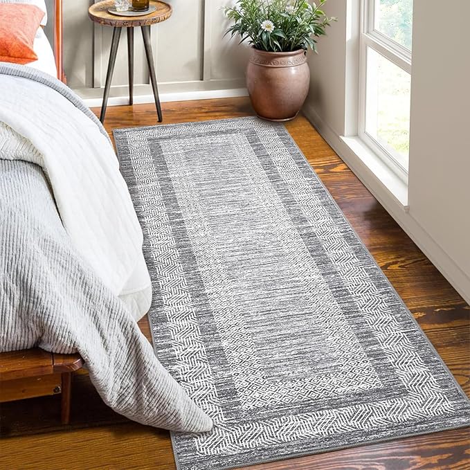 Washable 2.5x10 Kitchen Runner Rug, Easy Clean Geometri Rugs - Image 2