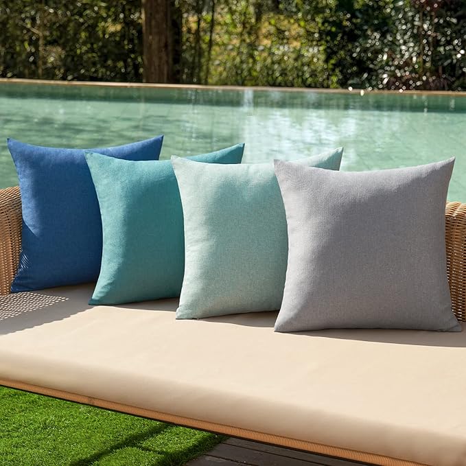 MIULEE Pack of 4 Decorative Outdoor Throw Pillow Covers Linen Waterproof Pillow by MIULEE