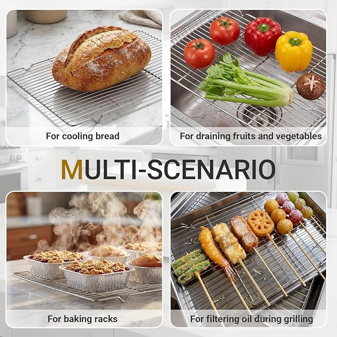 Lounsweer 6 Pcs Cooling Racks, 24L x 16W x 1H Stainless Steel Wire Rack - Image 6