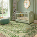Area Rugs 5'x7' Washable Non-Slip, Floral Vintage Distress Print Pattern by RELEANY