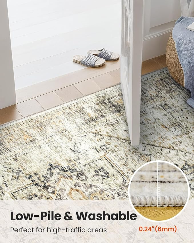 AMADA HOMEFURNISHING 9x12 Washable Area Rug, Low-Profile Large Area Rug - Image 7