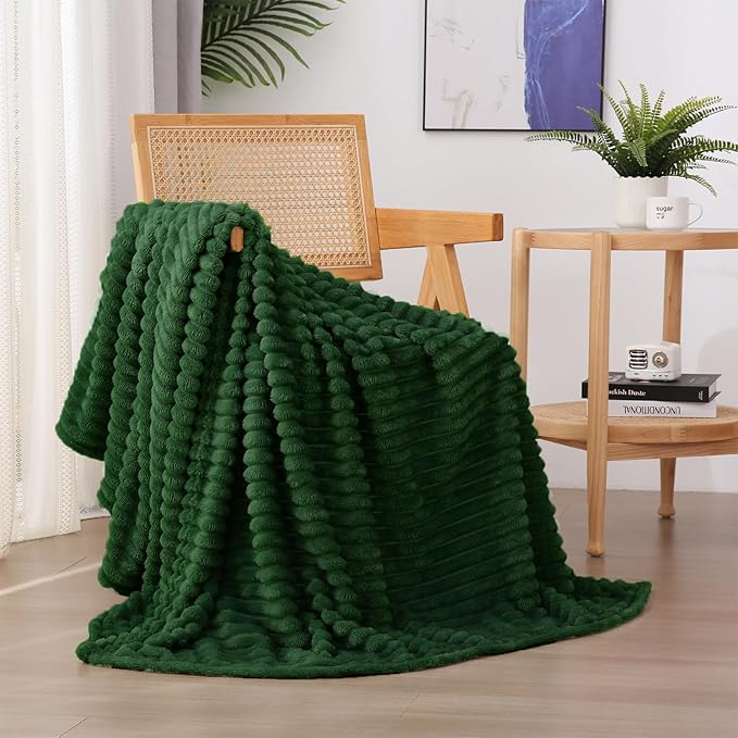 Dark Green Fleece Throw Blanket 50”×70” - Image 4