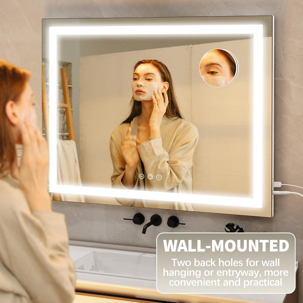FENNIO 23" x 18" Vanity Mirror with Lights，LED Makeup Mirror，Hollyw...