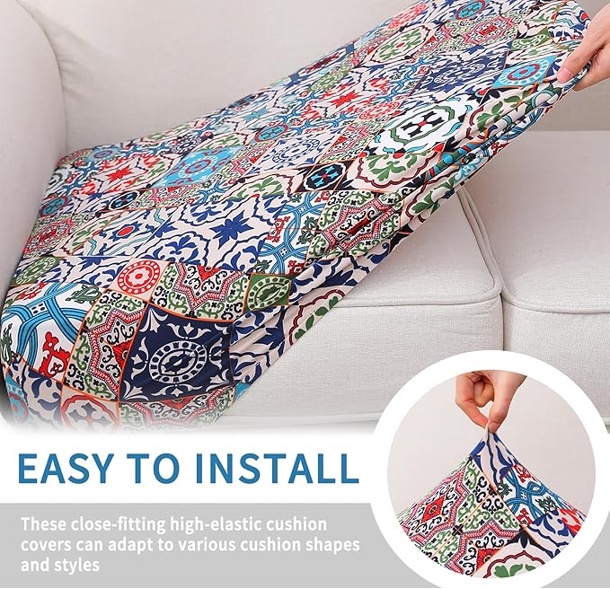 hyha Printed Couch Cushion Covers, Floral Sofa Covers Washable - Image 4