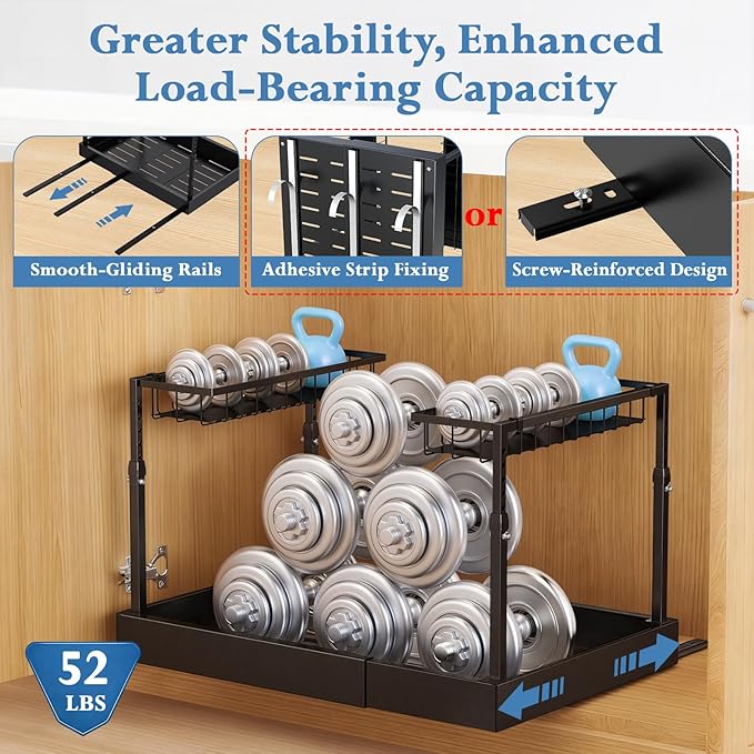 Aisslro Under Sink Organizer, 2 Tier Under the Sink Storage, Expandable - Image 3