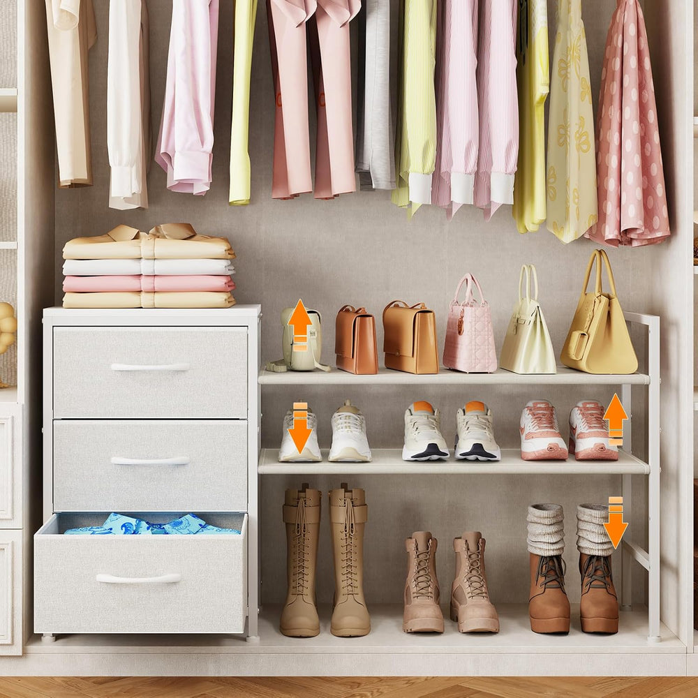 Closet Organizers and Storage, Adjustable Shelves,3 Drawer White