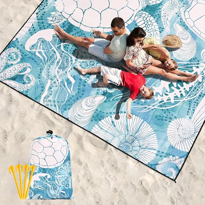 HIHOHO Beach Blanket Waterproof Sandproof Extra Large Beach Mat 79" X - Image 6