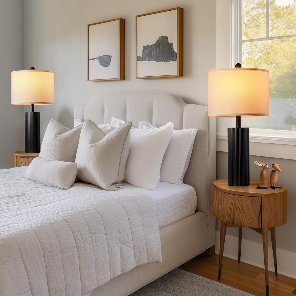 24.5” Table Lamps for Living Room Set of 2, Touch Control, Black