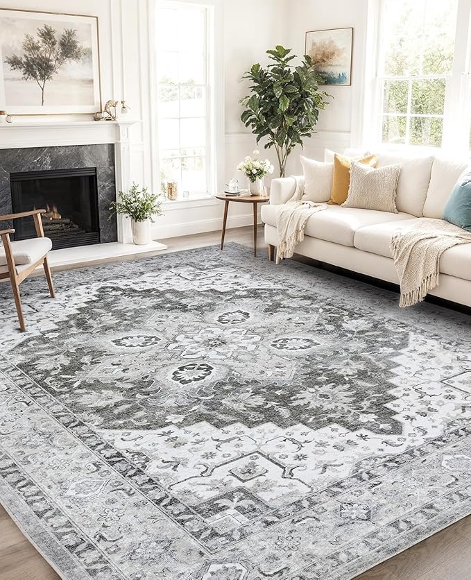AMADA HOMEFURNISHING 8x10 Area Rugs, Low-Profile Large Washable Area Rug - Image 5