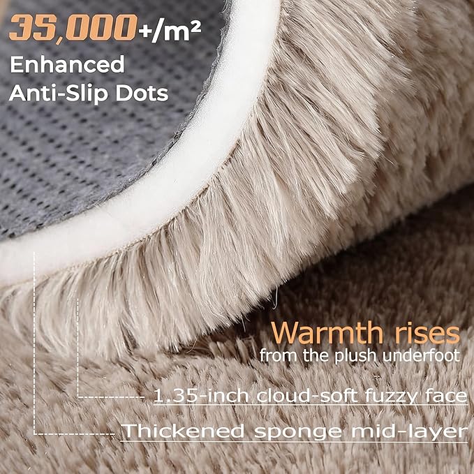 2x6 Runner Rug for Bedroom: Fluffy Shag Soft Washable Rugs Small Fuzzy Plush - Image 2