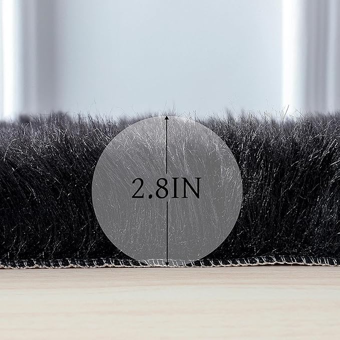 linmopm Faux Fur Rug Sheepskin Shag Fluffy Fuzzy Black 4x6 ft Rugs - Image 2