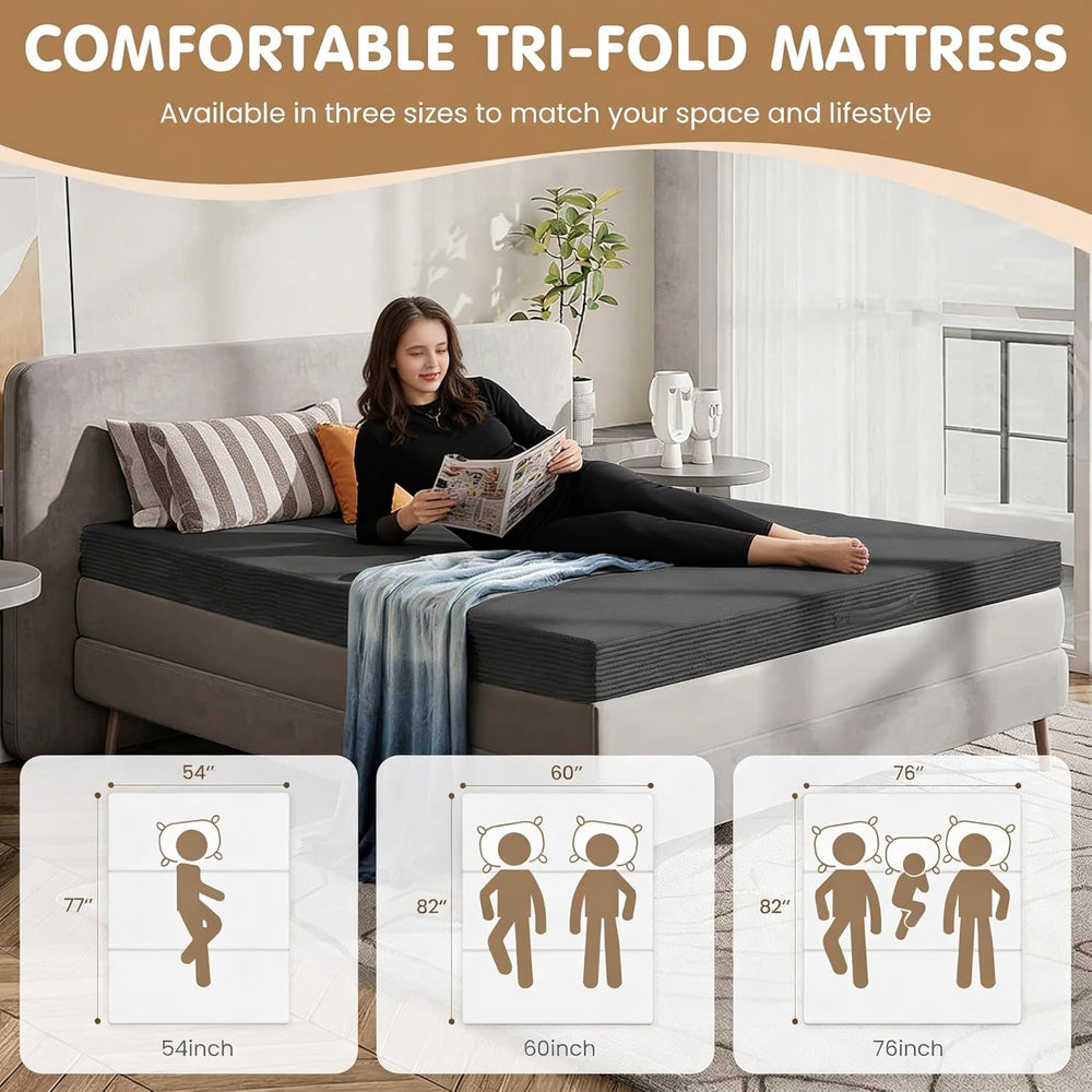 Convertible Sofa Bed Full,5-in-1 Tri-Fold Boneless Couch with Removable Armre...