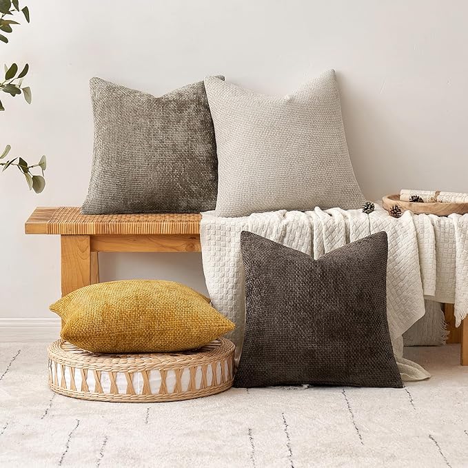 MIULEE Pack of 2 Couch Throw Pillow Covers 18x18 Inch Neutral Gold Modern Boho - Image 4