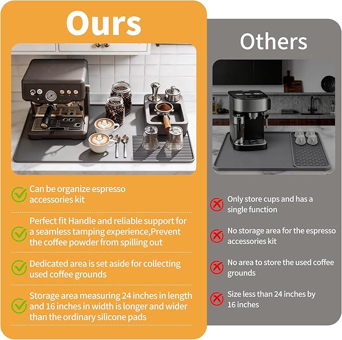 Silicone Coffee Mat and Espresso Tamping Mat, Detachable Espresso Coffee Bar - Image 6