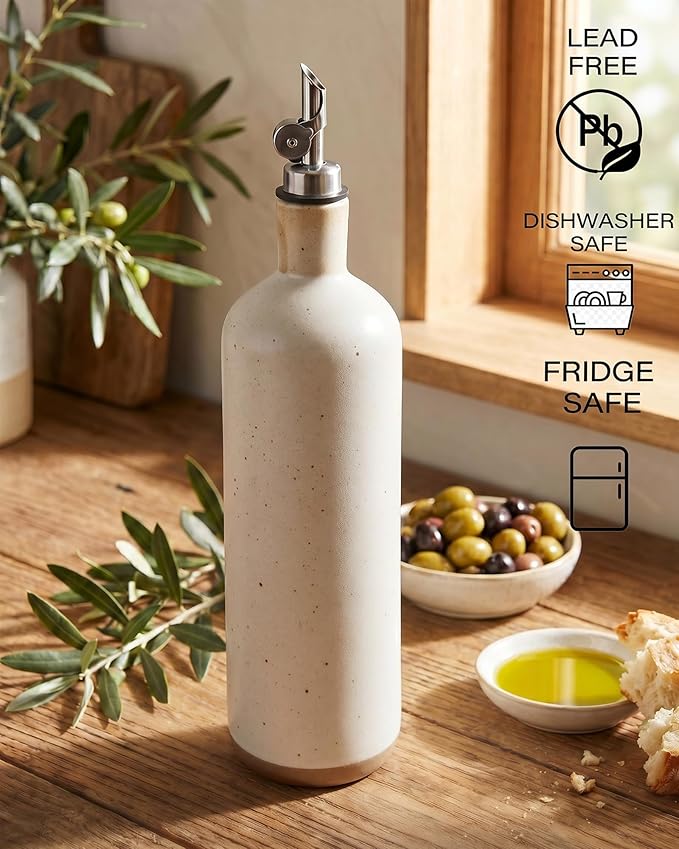 18 oz Stonaeware Olive Oil Dispenser Bottle, 500 ml Ceramic Oil Bottle - Image 5