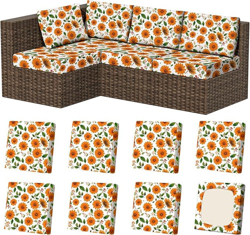 8Pcs Stretch Patio Cushion Covers, Outdoor Couch & Sofa Replacement Slipcovers by VORSHAPE