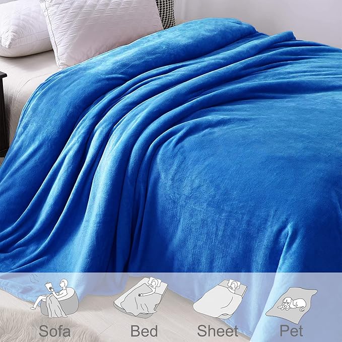 Exclusivo Mezcla Fleece Cobalt Blue Throw Blanket - Image 5