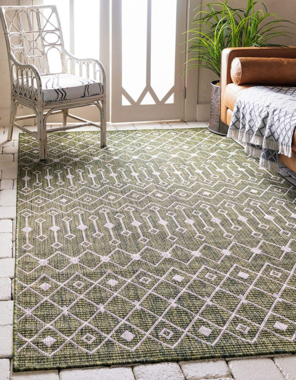 Unique Loom Outdoor Trellis Collection Area Rug - Tribal Trellis (9' x 12...