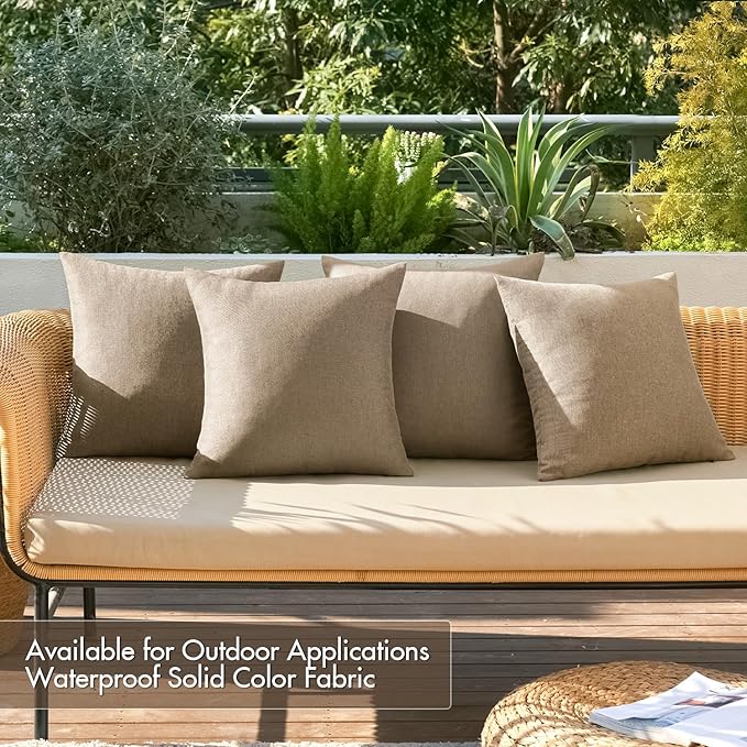 MIULEE Pack of 4 Decorative Outdoor Throw Pillow Covers Linen Waterproof Pillow - Image 2