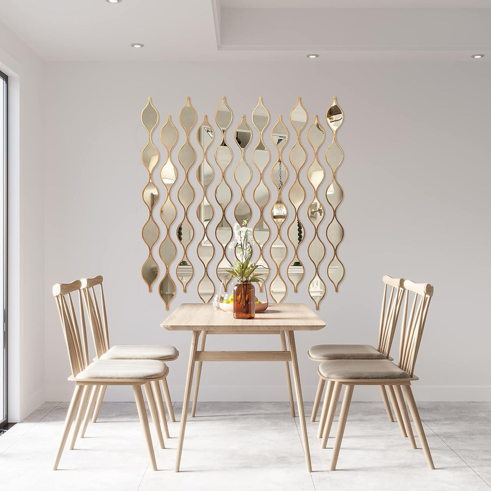 Teardrop Mirror Wall Decor Set of 5, Gold Foil Iron Wall Mirrors, 57.5 x 5.3 ...