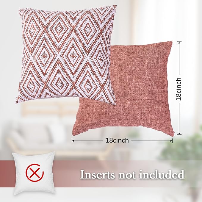 HPUK Decorative Throw Pillow Covers Set of 4 Geometric Design Linen Cushion - Image 3