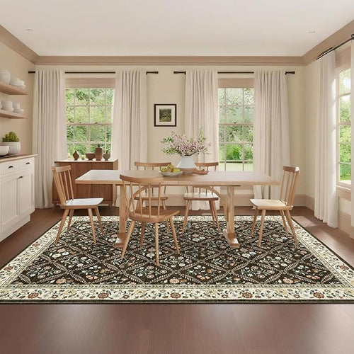 6x9 Machine Washable Area Rugs for Living Room Floral Stain Resistant Soft - Image 2