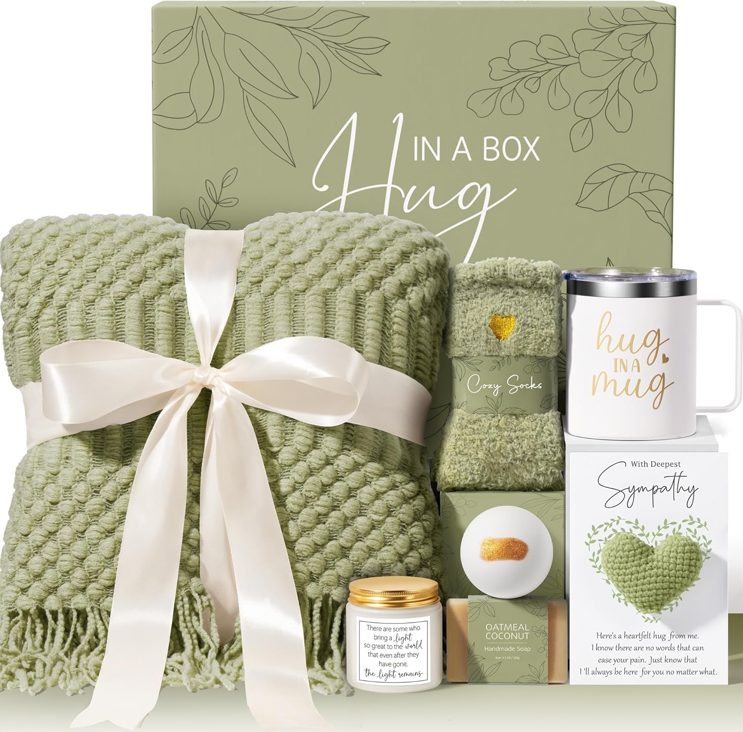 Sympathy Gifts for Loss of Loved One, Condolences Gift Baskets Grief Gifts | Memorial Bereavement Gift Ideas for Loss of Mom Dad, Hug In A Box Miscarriage Gifts for Mothers Thinking of You Care Package