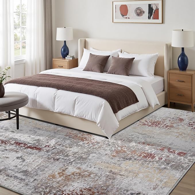 Toneed Abstract Area Rug Modern Washable Rug Soft Non Slip Rug Low Pile - Image 4